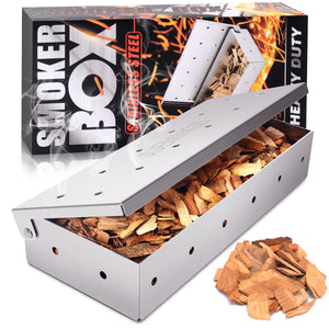 Smoker Box for BBQ Grill Wood Chips.Will not rust, it will be your perfect partner for barbecue.